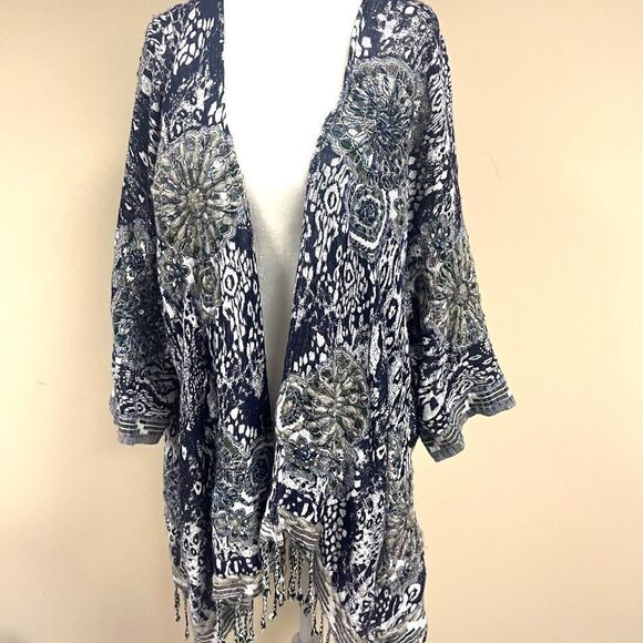 Soft Surroundings Emory cardigan with fringe. M/L - Picture 3 of 9